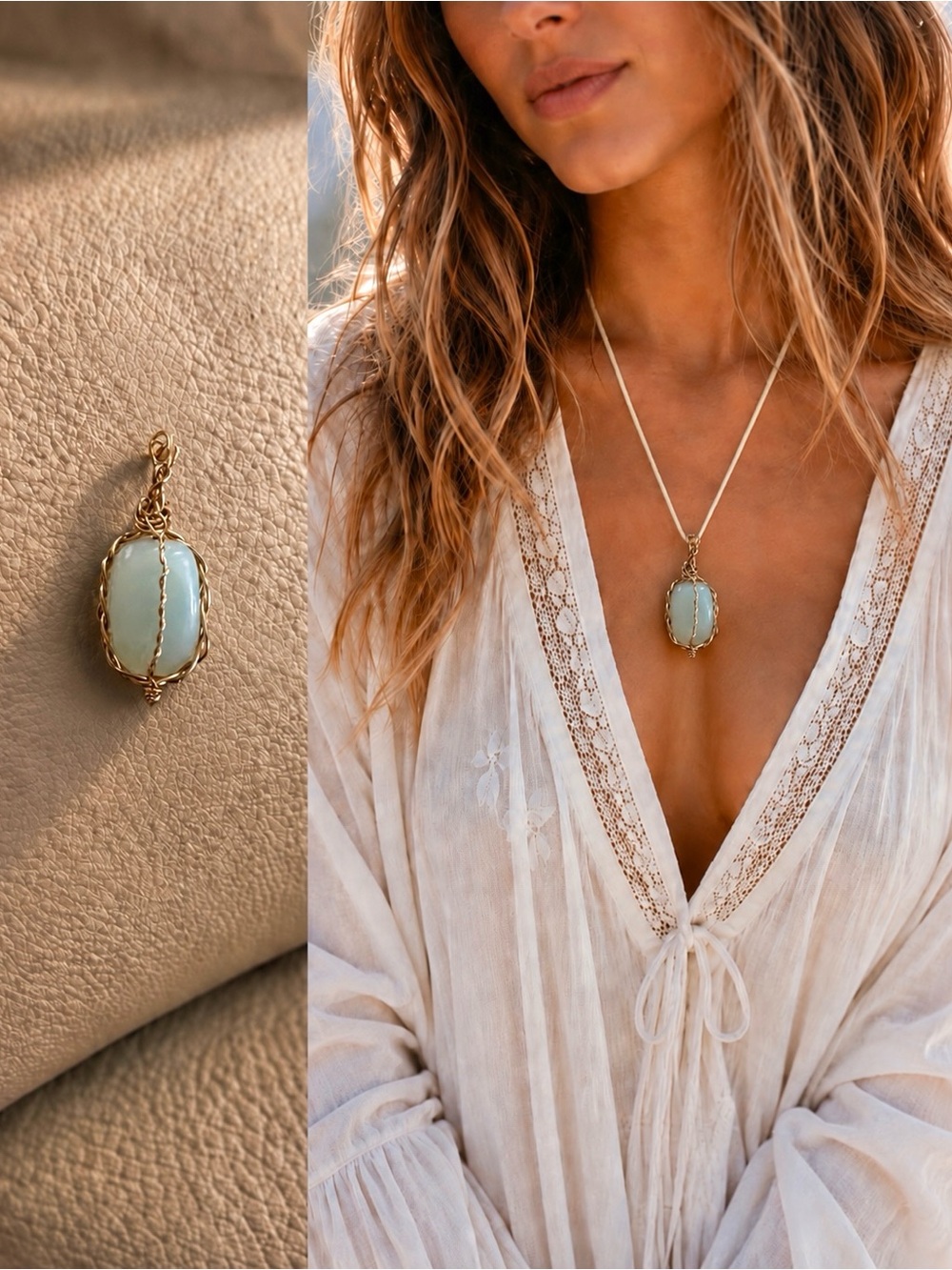 Hand made opalite pendant necklace